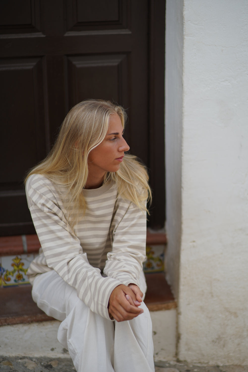 Boxy Long Sleeve - Grey/White